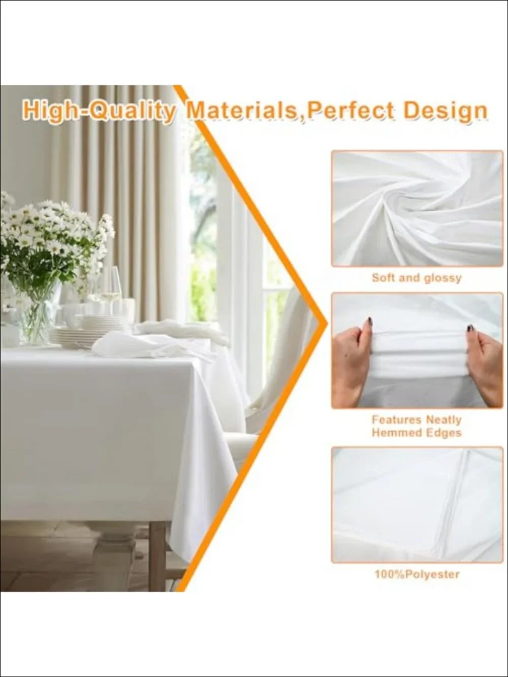 10 Pack 60x102In Rectangle Polyester Table Cloths Stain Resistant